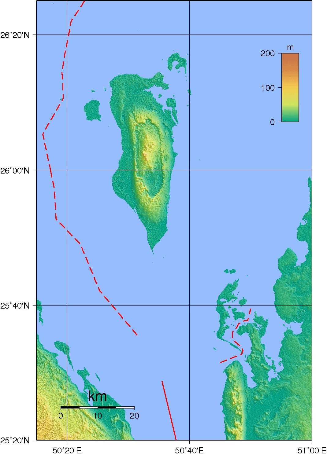 kat jeyografik nan Bahrain fizik