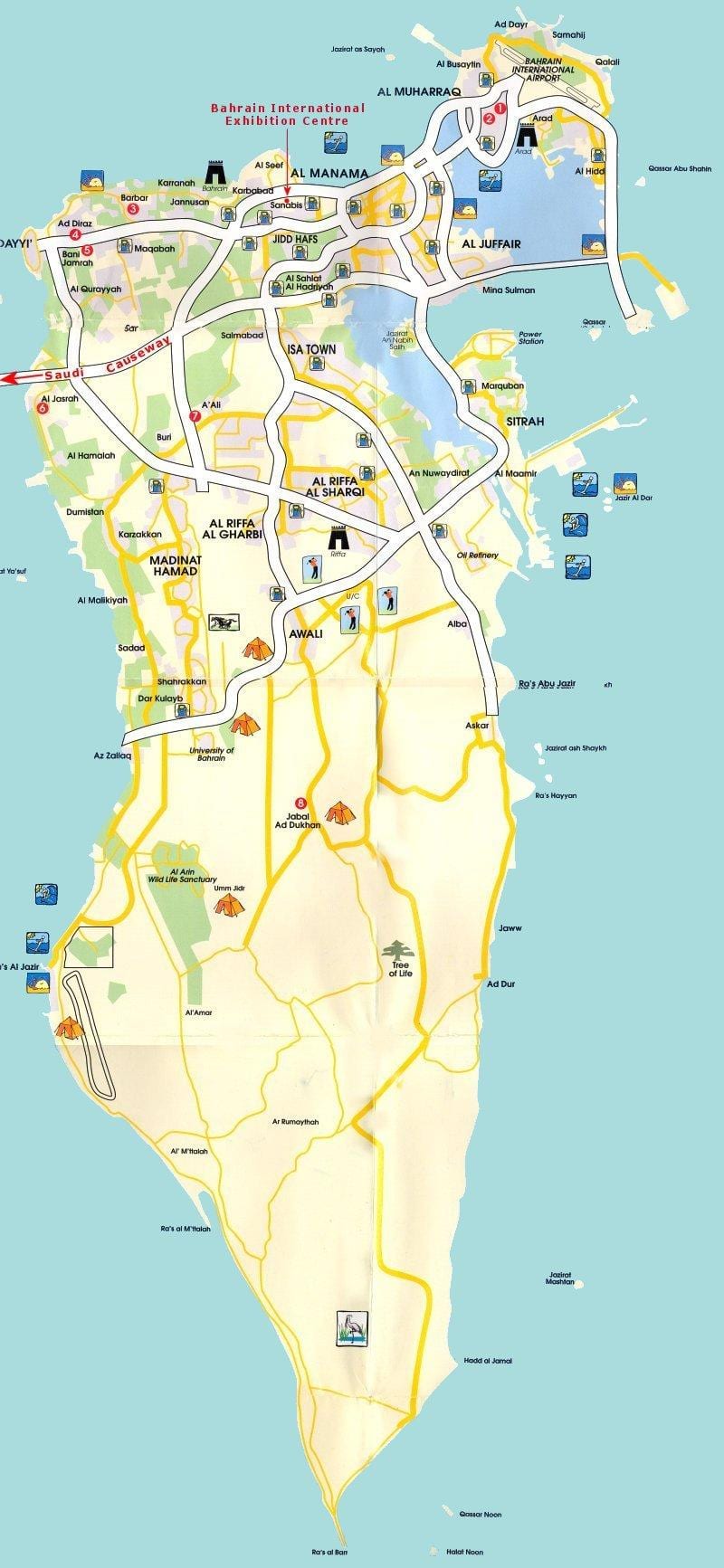 kat jeyografik nan Bahrain touris