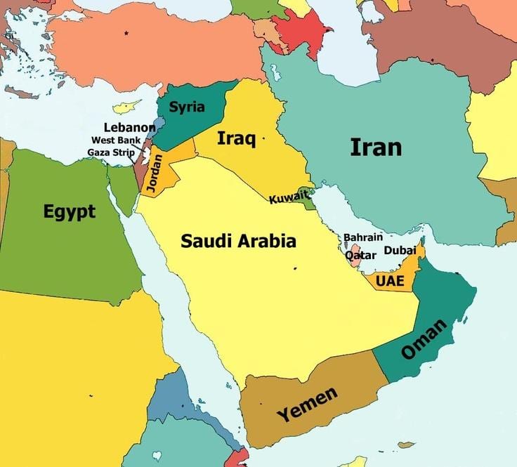 kat jeyografik nan Bahrain ak nan zòn ki antoure
